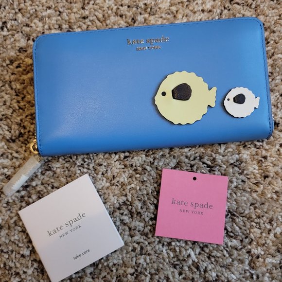 kate spade Handbags - NWT Kate Spade Large Continental Puffy Wallet in Tide Pool $210